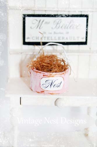 Bird Nest Basket No.16 Dollhouse Miniature Handmade image 3