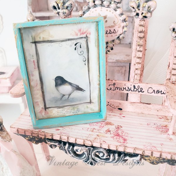 Bird Nest Black Frame No.1:2 Dollhouse Miniature Handmade Wooden Framed Art image 3
