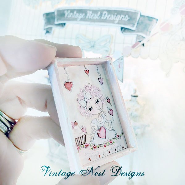 Pink Be my Valentine No.1:1 Dollhouse Miniature Handmade Framed Art image 3