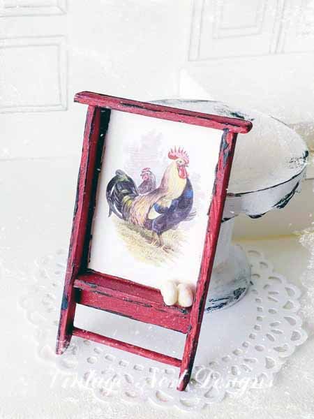 Wooden Rooster Shelf No.2:2 Fresh Eggs Dollhouse Miniature Handmade Wooden image 0