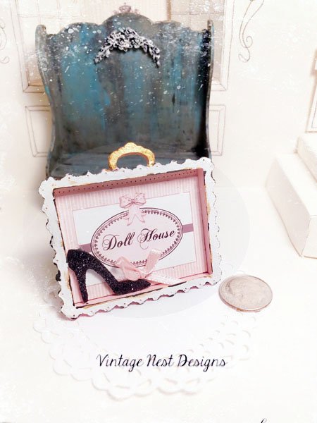 Dollhouse Shoes Sign No.1 Miniature Handmade Framed Art image 0