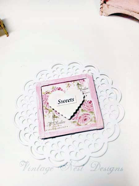Valentine Sweets No.1 Dollhouse Miniature Handmade Framed Wooden Art image 3