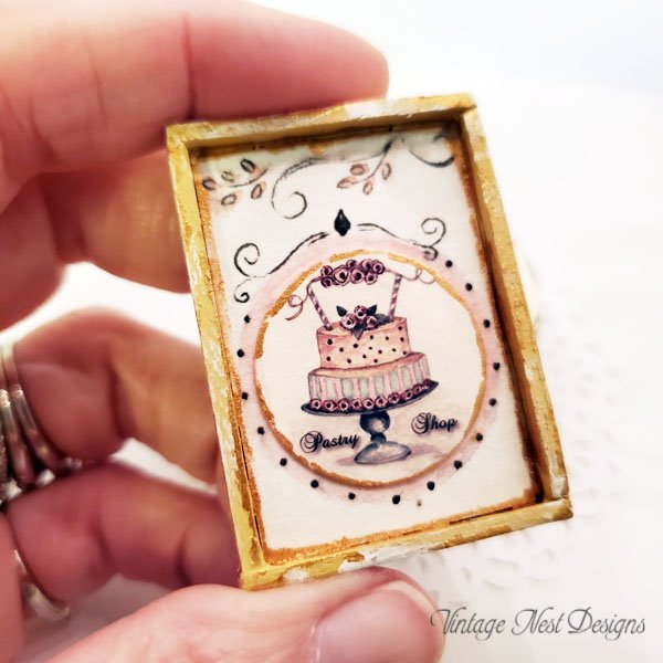 Bakery Sign No.5:1 Dollhouse Miniature Handmade Wooden Framed Art image 1