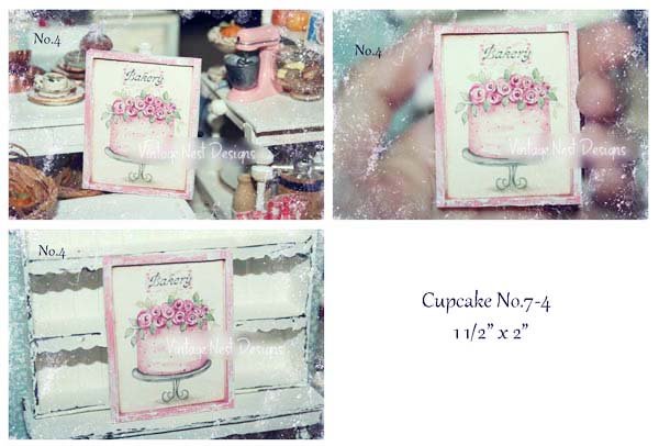 Cake No.7:4 Dollhouse Miniature Handmade Framed Art image 0