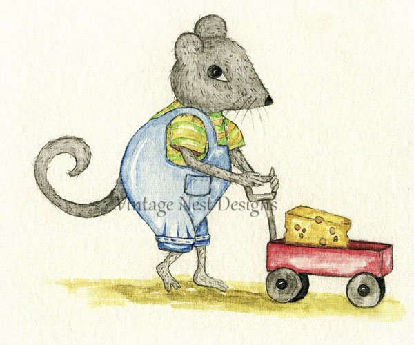 Nursery Mouse No.1 Digital Prints Watercolor Painting image 0