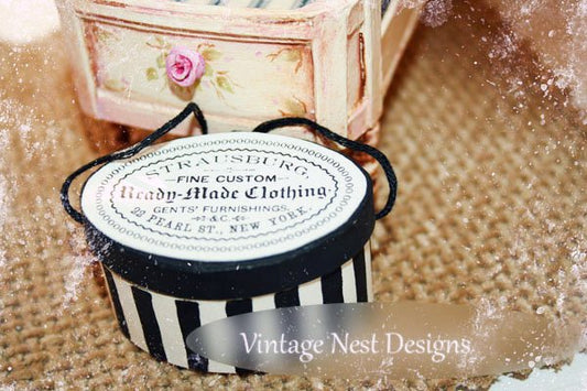 Black Hat Band Box No.1 Dollhouse Miniature Handmade image 0