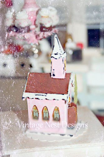 Pink Putz Church No.3 Handmade Miniature image 5