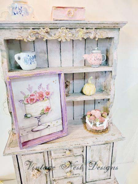 Cake No.9:1 Dollhouse Miniature Handmade Wooden Framed Art image 4