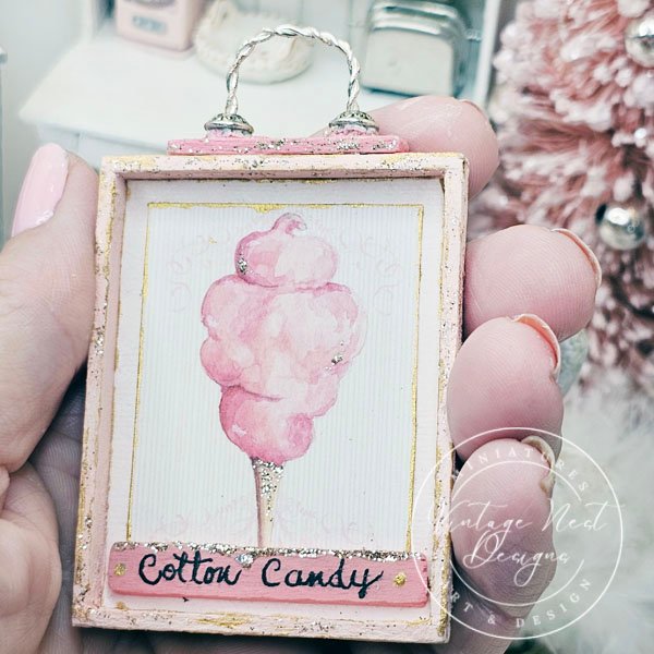 Cotton Candy No.2:6 Dollhouse Miniature Handmade Wooden Framed Art image 5