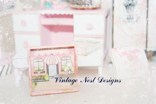 Store Front No.6:2 Dollhouse Miniature Handmade Wooden Framed Art image 2