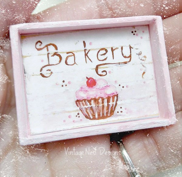 Bakery Sign No.2 Dollhouse Miniature Handmade image 1