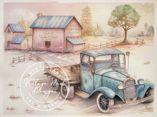 Model AA Truck No.2 Digital Print Watercolor Painting image 0