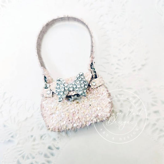 Pink Glittered Purse No.22 Dollhouse Miniature Handmade for Dolls image 0