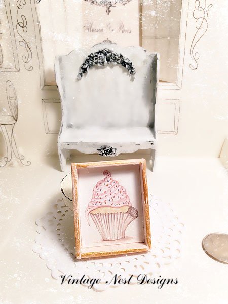 Cupcake No.5:1 Dollhouse Miniature Handmade Framed Art image 4