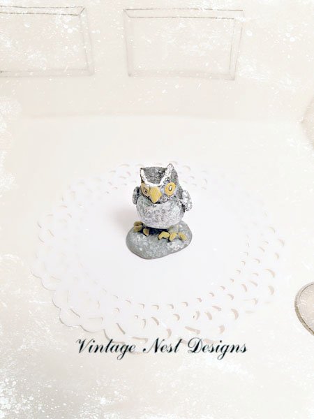 Porcelain Owl No.4 Dollhouse Miniature Handmade One of a Kind image 1