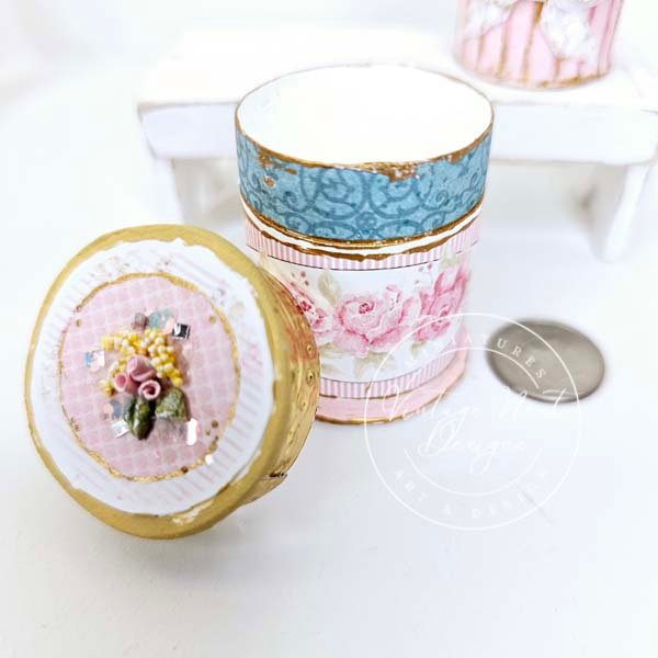 Hat Box No.85 Dollhouse Miniature Handmade for Dolls image 6