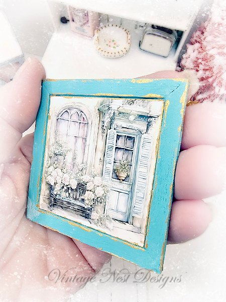 Window Scene No.1 Dollhouse Miniature Handmade Wooden Framed Art image 5