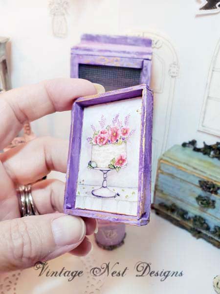 Cake No.9:1 Dollhouse Miniature Handmade Wooden Framed Art image 1