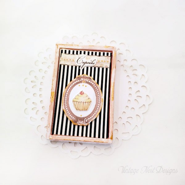 Cupcake Sign No.14:1 Dollhouse Miniature Handmade Wooden Framed Art image 4