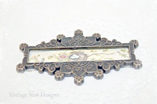 Bird Nest Roses No.4 Dollhouse Miniature Metal Framed image 5