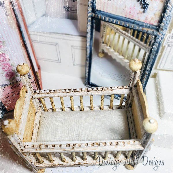 Baby Antique Style Crib No.4 Handmade Dollhouse Miniature image 6