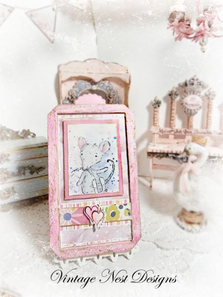 Mouse No.6:2 Dollhouse Miniature Handmade Wooden Framed Art image 3