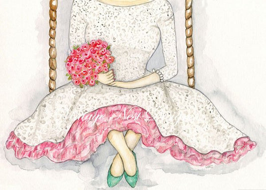 Bride to Be No.1 Digital Print Watercolor Painting image 0