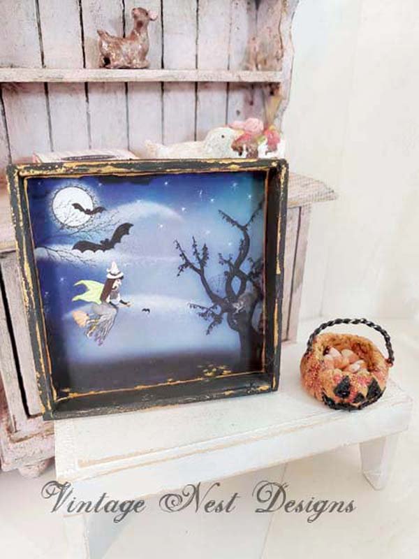 Happy Hauntings No.1:1 Dollhouse Miniature Handmade Wooden Framed Art image 5