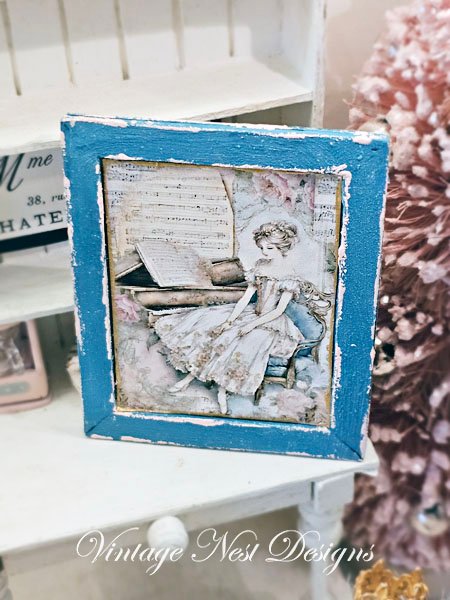 Victorian Woman No.2:1 Dollhouse Miniature Handmade Wooden Framed Art image 4