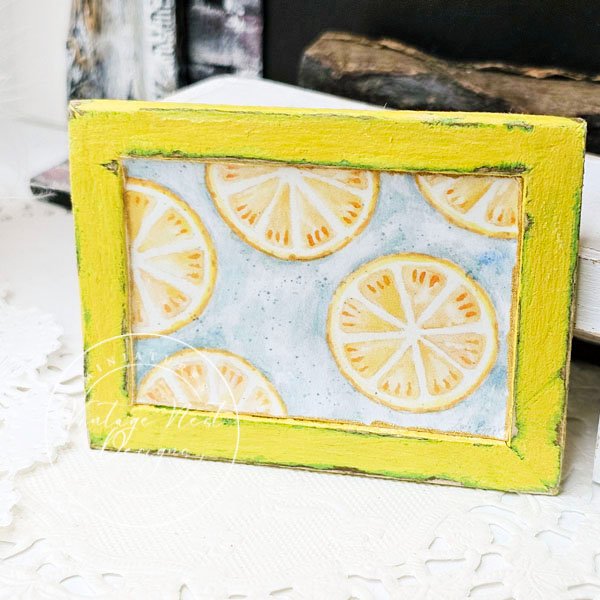 Lemons No.2:1 Dollhouse Miniature Handmade Wooden Framed Art image 1