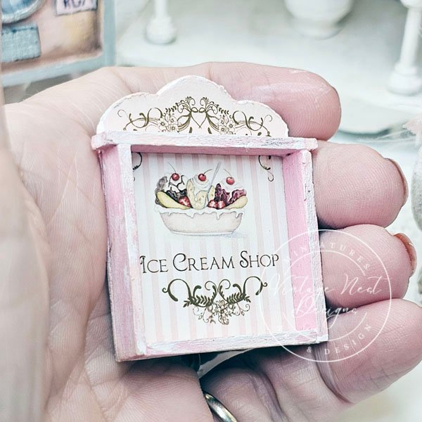 Banana Split Sundae Shelf No.2 Dollhouse Miniature Handmade Wooden Framed Art image 6