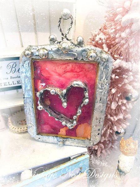 Valentine Heart No.6 Miniature Handmade Framed Art image 0