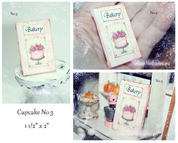 Cake No.7:3 Dollhouse Miniature Handmade Framed Art image 0