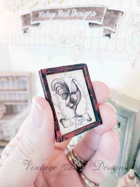 Roosters No.1:2 Dollhouse Miniature Handmade image 4