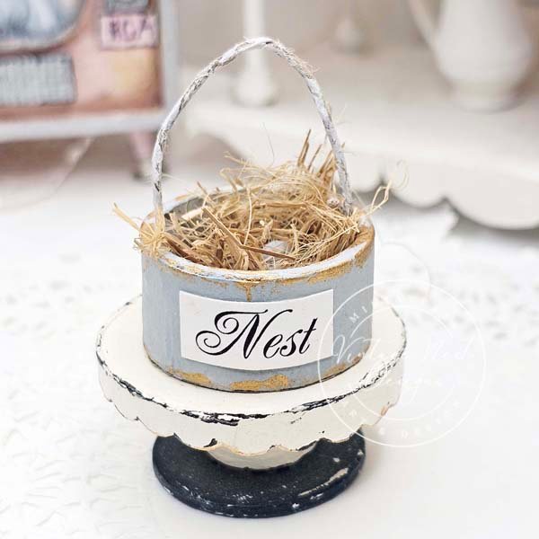 Bird Nest Basket No.17 Handmade Miniature image 0