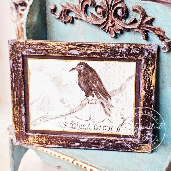 Black Crow No.1:3 Dollhouse Miniature Handmade Wooden Framed Art image 3