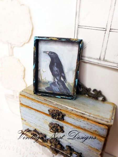 Old Crow No.1:1 Dollhouse Miniature Handmade Framed Art image 5