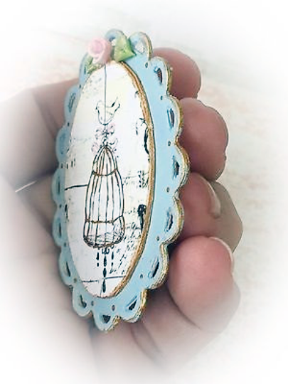 Bird Cage No.2:1 Dollhouse Miniature Handmade Framed Art image 2