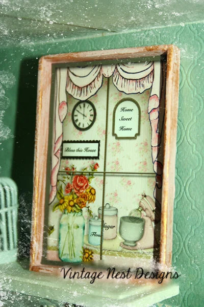 Faux Window No.2:1 Dollhouse Miniature Handmade Wooden Framed Art image 2
