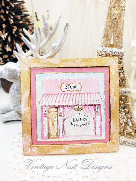 Bakery Store No.1:1 Dollhouse Miniature Handmade Wooden Framed Art image 1