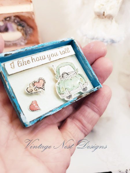 Valentine I Like How You Roll No.1 Dollhouse Miniature Handmade Framed Art image 4