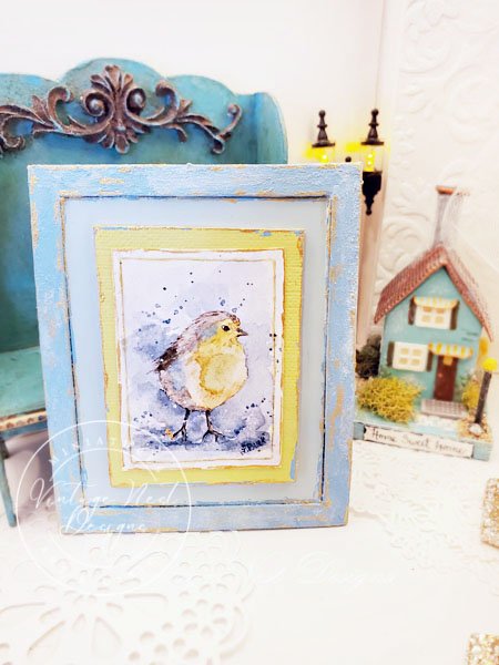 Bird No.1:2 Dollhouse Miniature Handmade Wooden Framed Art image 2