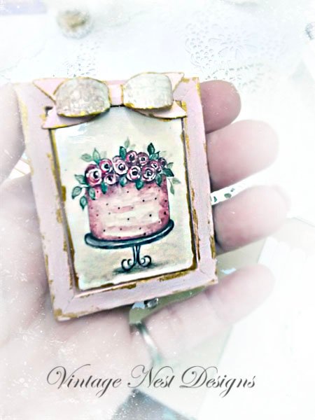 Kitchen Cake No.7:11 Dollhouse Miniature Handmade Wooden Framed Art image 3