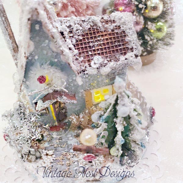 Christmas Putz Glitter Holiday House No.5 Handmade image 1