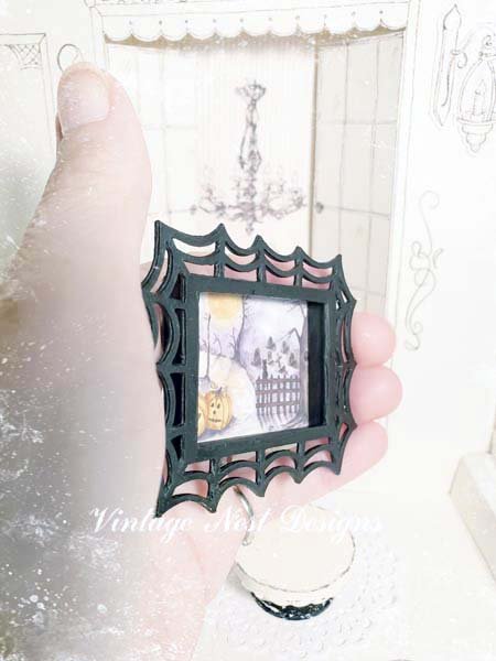 Pumpkins in the Woods No.1:1 Dollhouse Miniature Handmade Wooden Framed Art image 3