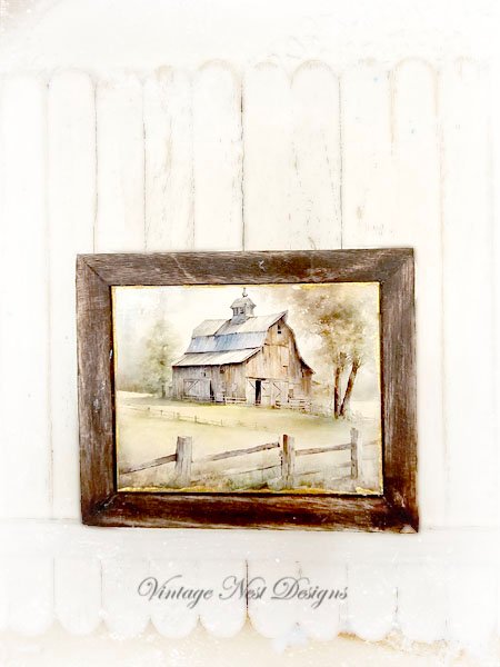 Old Country Barn No.1:1 Dollhouse Miniature Handmade Wooden Framed Art image 0