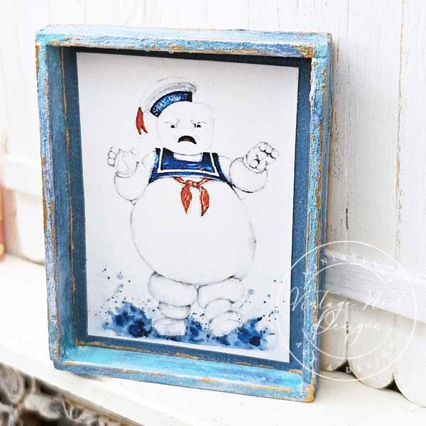 Stay Puft No.1:1 Dollhouse Miniature Handmade Wooden Framed Art image 6