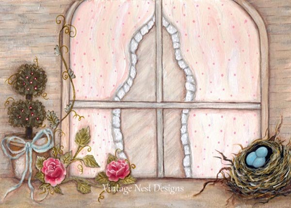 Bird Nest Topiary No.1 Digital Prints Acrylic Painting image 0