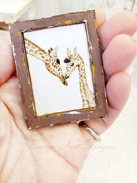 Giraffes No.1:1 Handmade Wooden Framed Art Dollhouse Miniature image 4