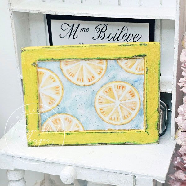 Lemons No.2:1 Dollhouse Miniature Handmade Wooden Framed Art image 3